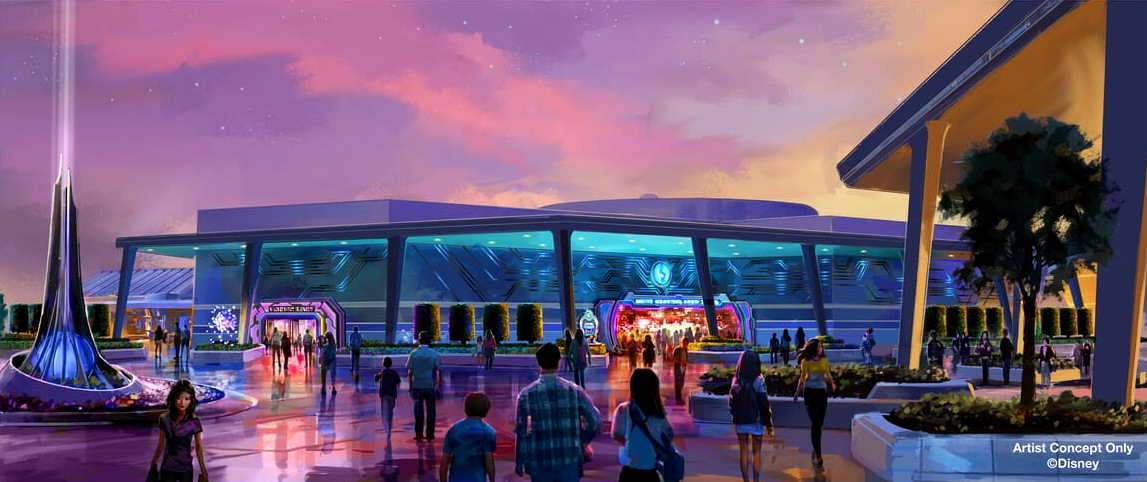 Concept artwork for Space Mountain Earthrise and Tomorrowland at Tokyo Disneyland