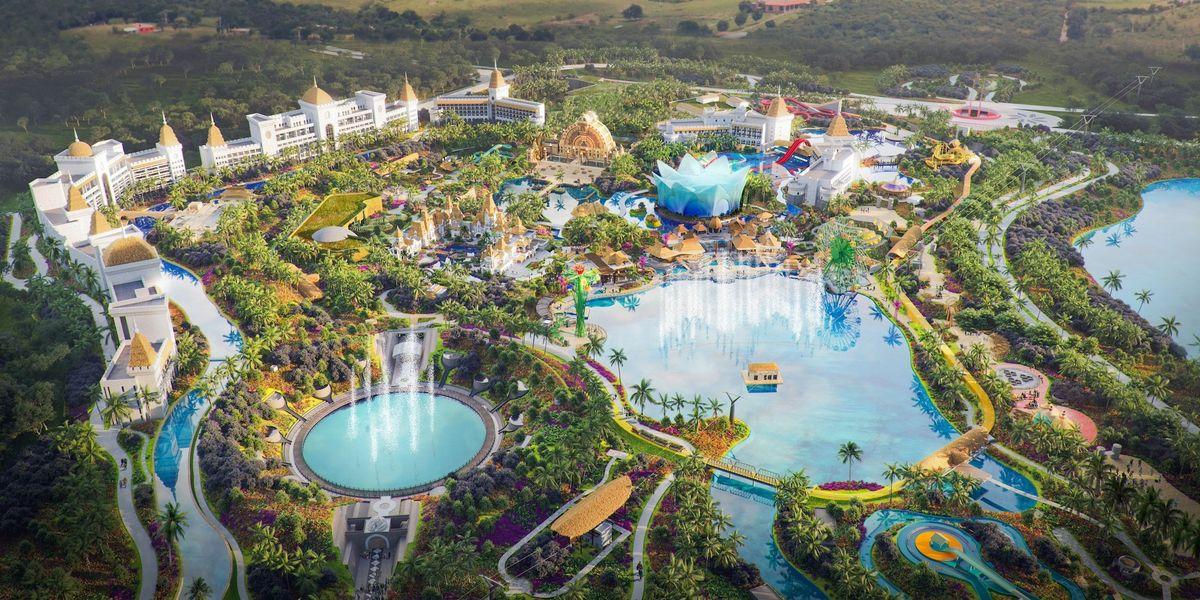 Aerial concept image of VidantaWorld BON theme park in Mexico